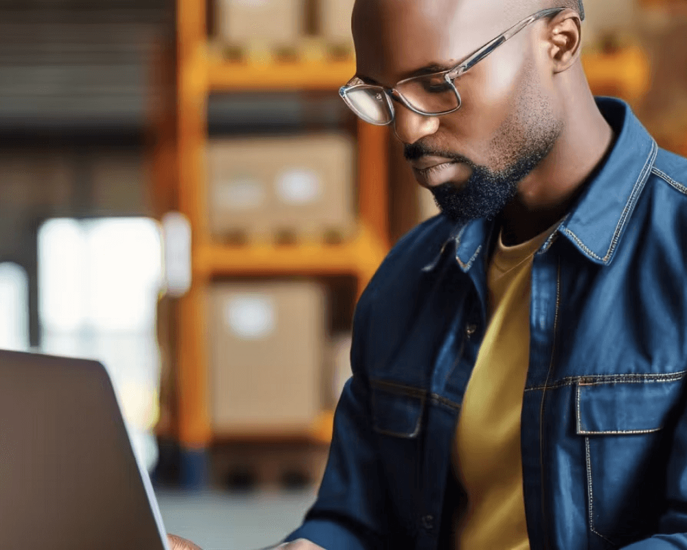 Man looking at laptop