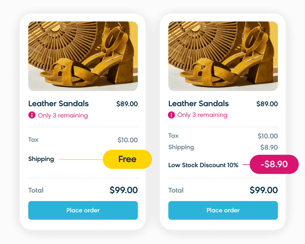 Two side by side offers for leather sandals