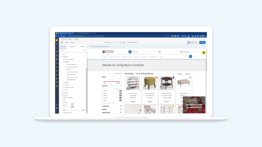 Bloomreach showing how their product can drive cross-category exploration