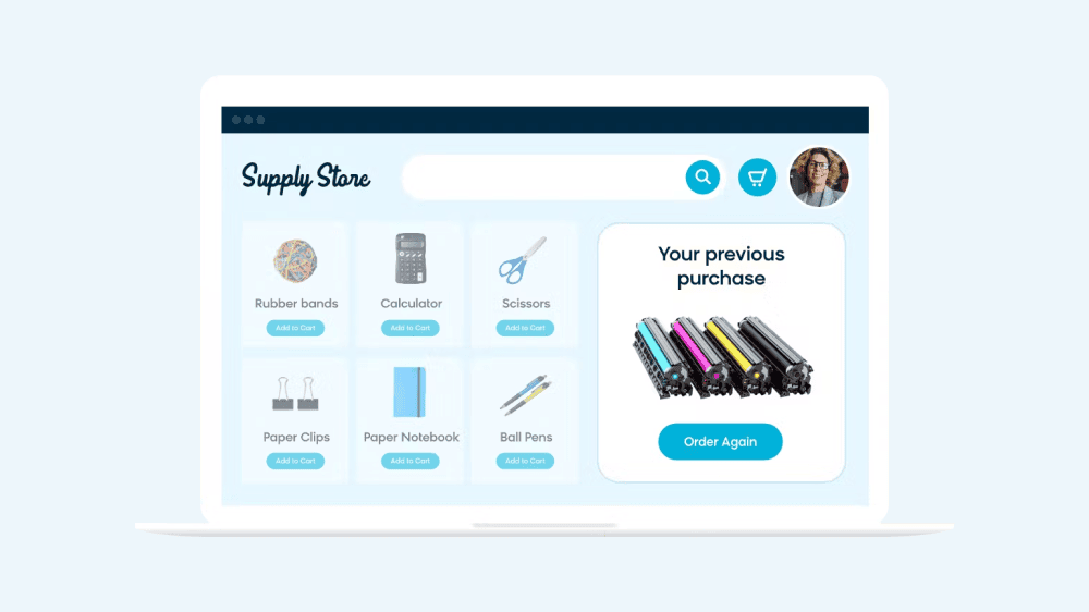 Bloomreach showing how their product can highlight previously purchased products