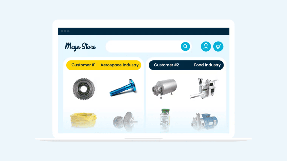 Bloomreach showing how their product can create a personalized site experience based on the buyer's industry