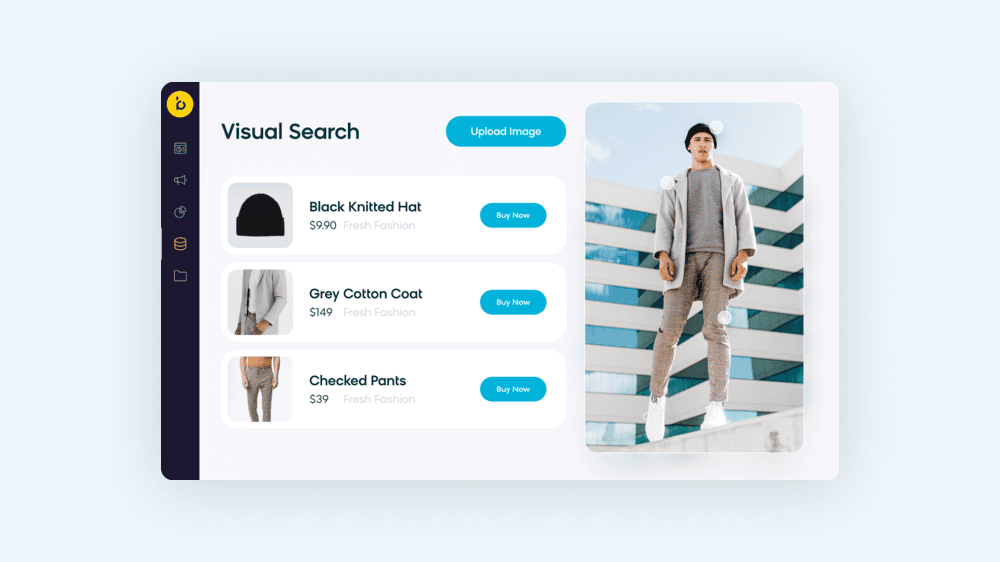 Bloomreach showing how their product can help customers utilize image search to find similar products