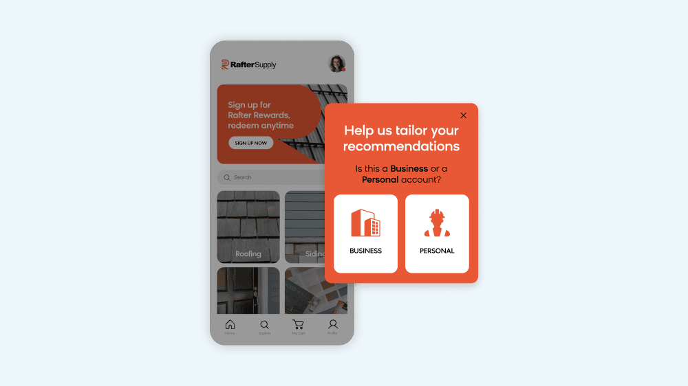 Bloomreach showing how their product can discover customer preferences with zero-party data capture on a website or app