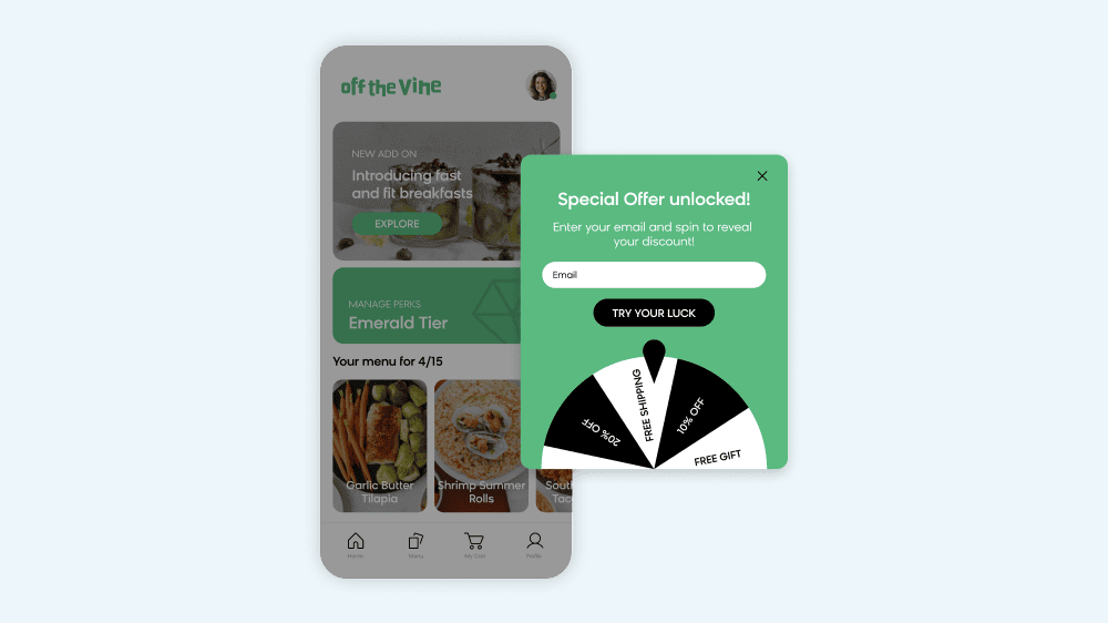 Bloomreach showing how their product can engage customers with gamification to build brand loyalty and drive sales