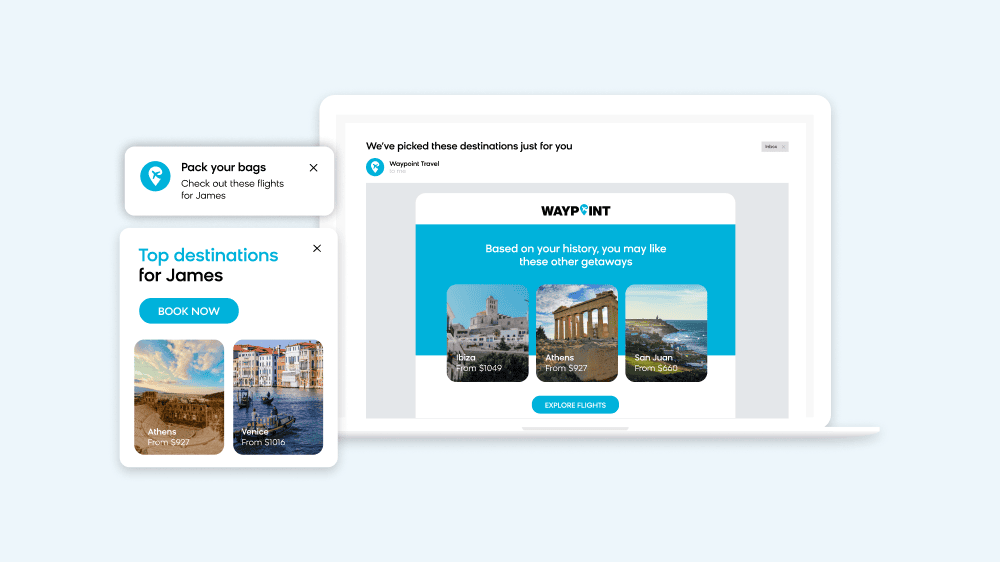 Bloomreach showing how their product can personalize recommendations based on purchasing and browsing history