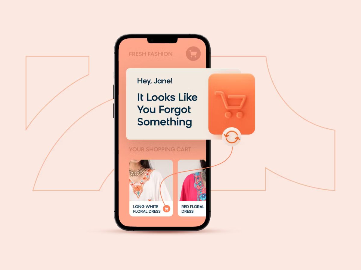 Mobile phone with "forgot something in your cart" email