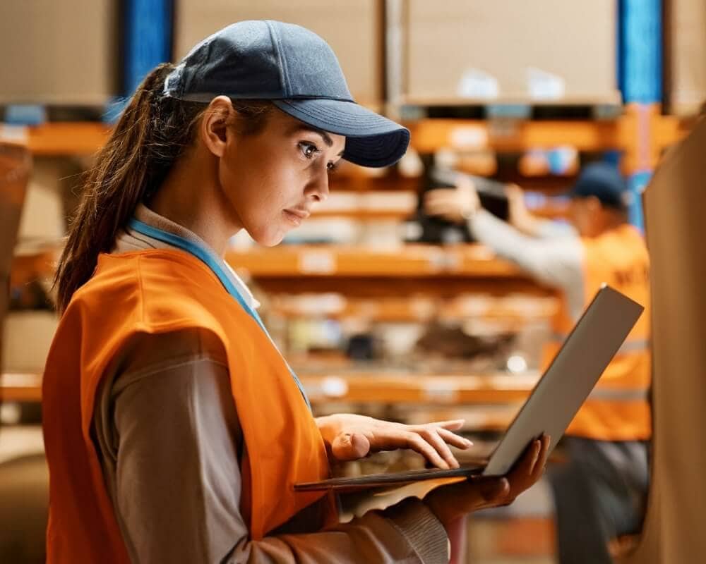 Woman looking at a laptop