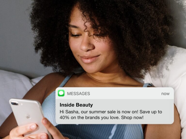 Woman reading a text message