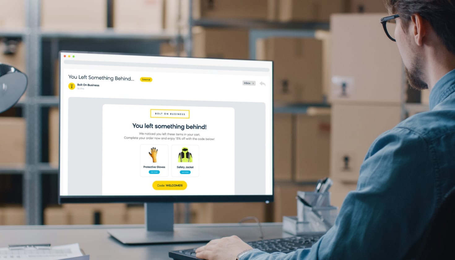 Receiving a B2B abandoned cart email