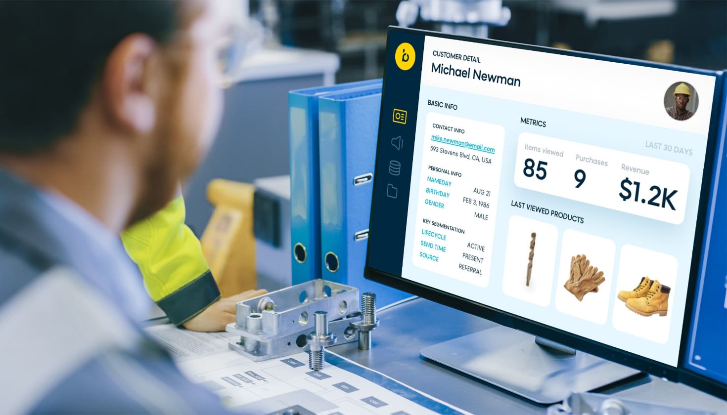 B2B distributor looking at a buyer profile in Bloomreach