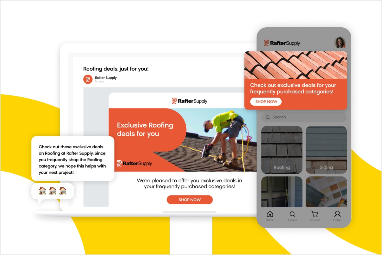 Cohesive B2B assets across website, email, and mobile app